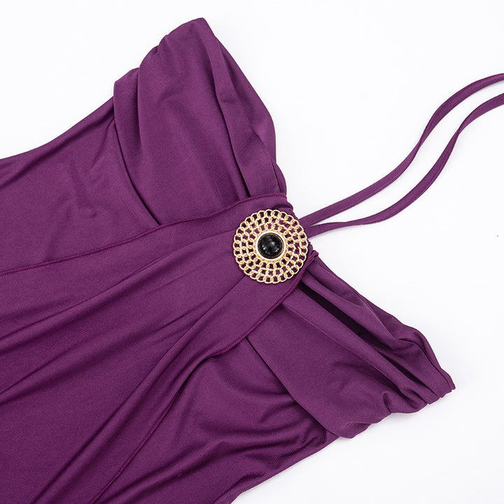 Ruched halter-neck strapless mini dress