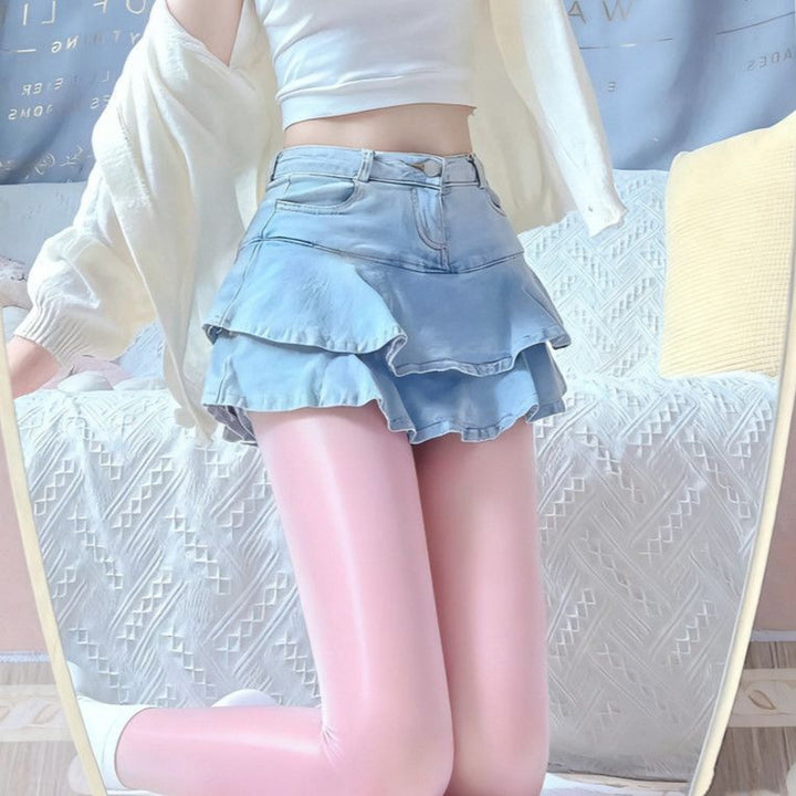 High-waisted, glossy, 8D seamless, run-resistant horse oil stockings