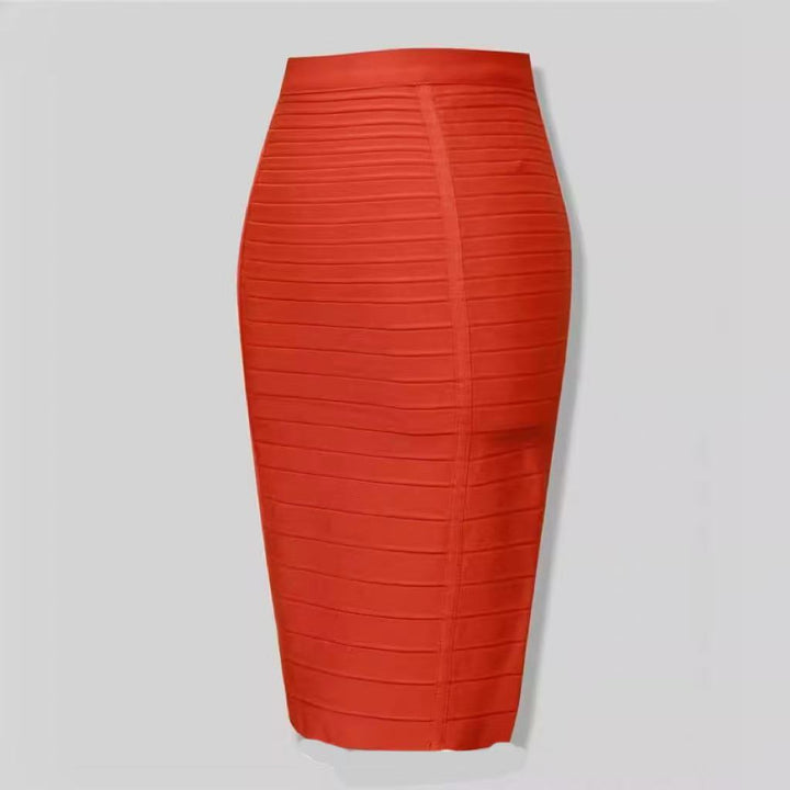 Bandage Stripe Double Zipper Hip Skirt