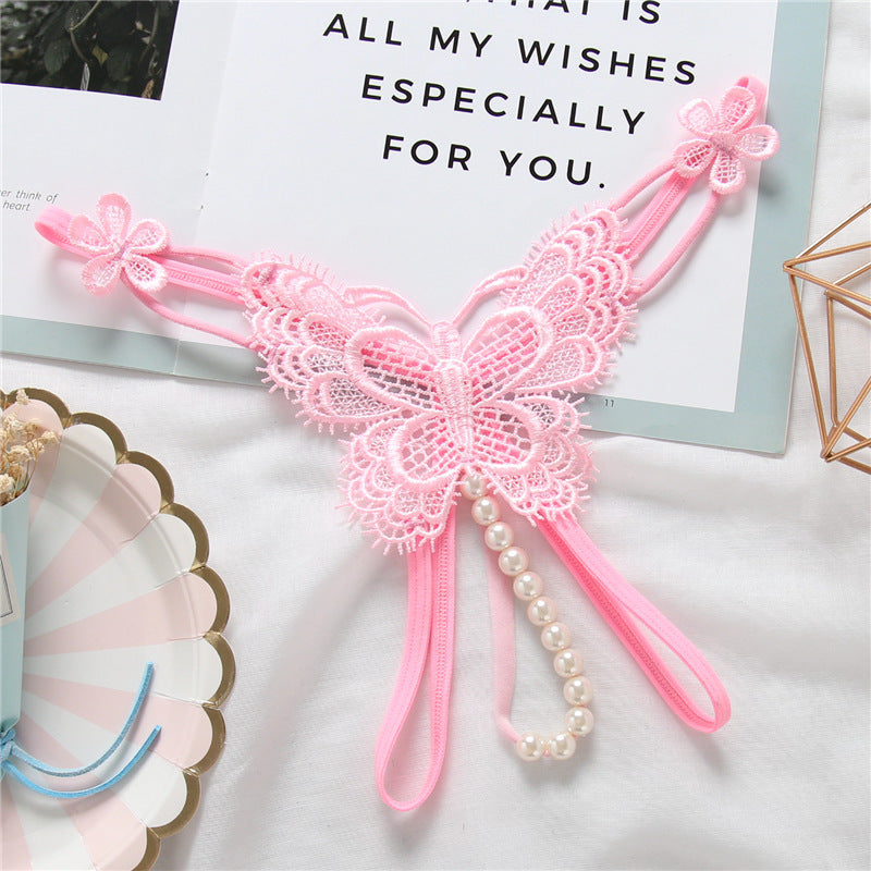 Embroidered Pearl Lace Thong(Buy 1, get 2 free)