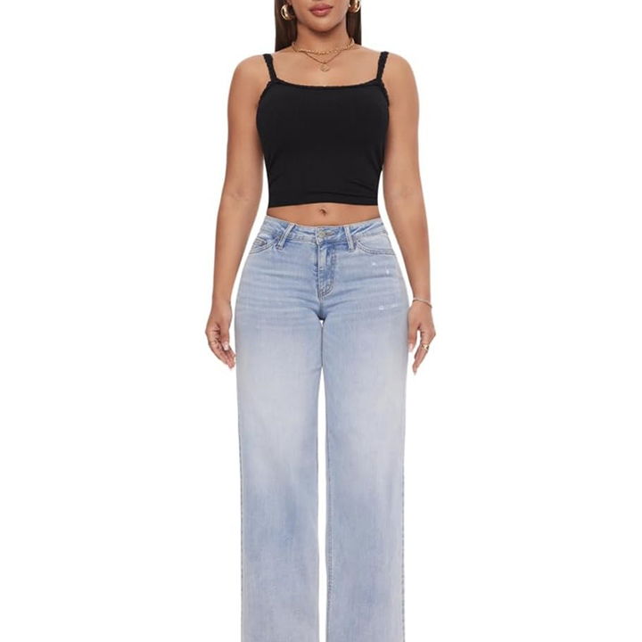 New Slim-Fit Stretch Wide-Leg Jeans (Mid-Rise, Butt-Lifting)
