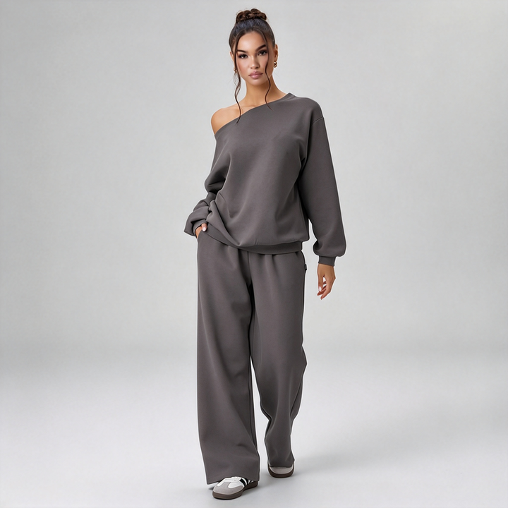 New Asymmetrical Off-Shoulder Casual Set for Autumn/Winter